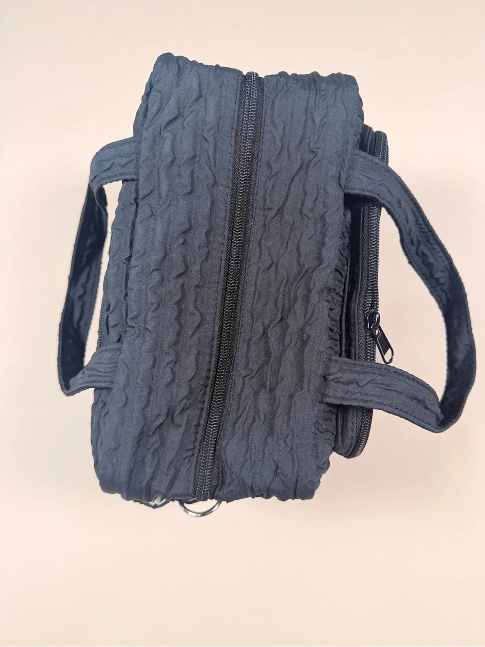 Black Quilted Mini Diaper Bag with Plush Charm